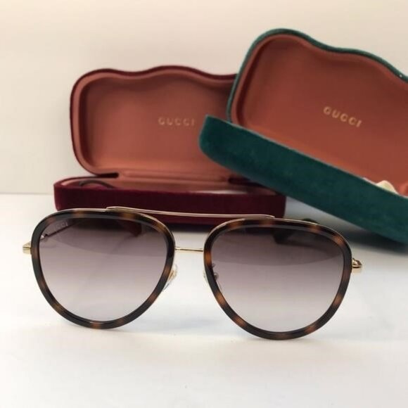 💯 Original  GUCCIAcetate Aviator Sunglasses GG0062S Tortoise - Picture 1 of 10